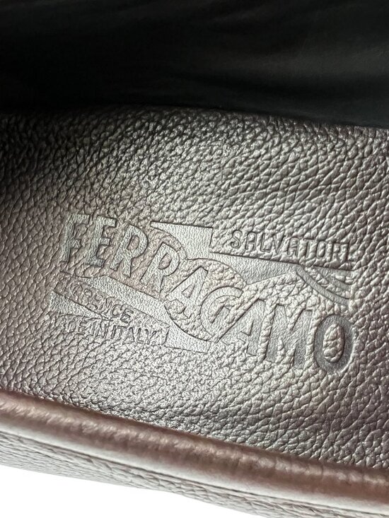 $950 Salvatore Ferragamo Mens PINOT Brown Leather Shoes Silver Bit Loafers 10 D main image 6